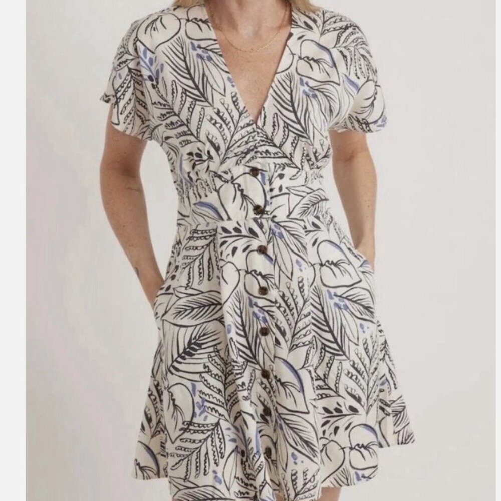 Marine Layer Camila Mini Dress Small Black White Foliage